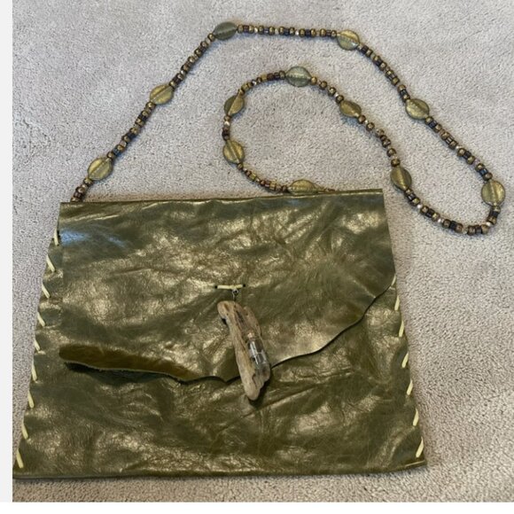 Artisan MW Bohemian Rags Custom Leather Beaded Purse - Picture 1 of 7